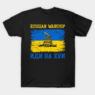 Russian Warship Go Fck Yourself Free Ukraine Flag Snake Flag T-Shirt